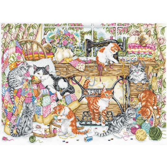 Design Works&#x2122; Sew Many Kittens Counted Cross Stitch Kit